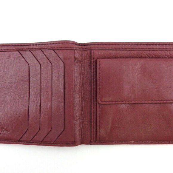 DIOR Two-fold wallet CD Mark Bordeaux Leather Auth USED T18173 - Picture 6 of 8